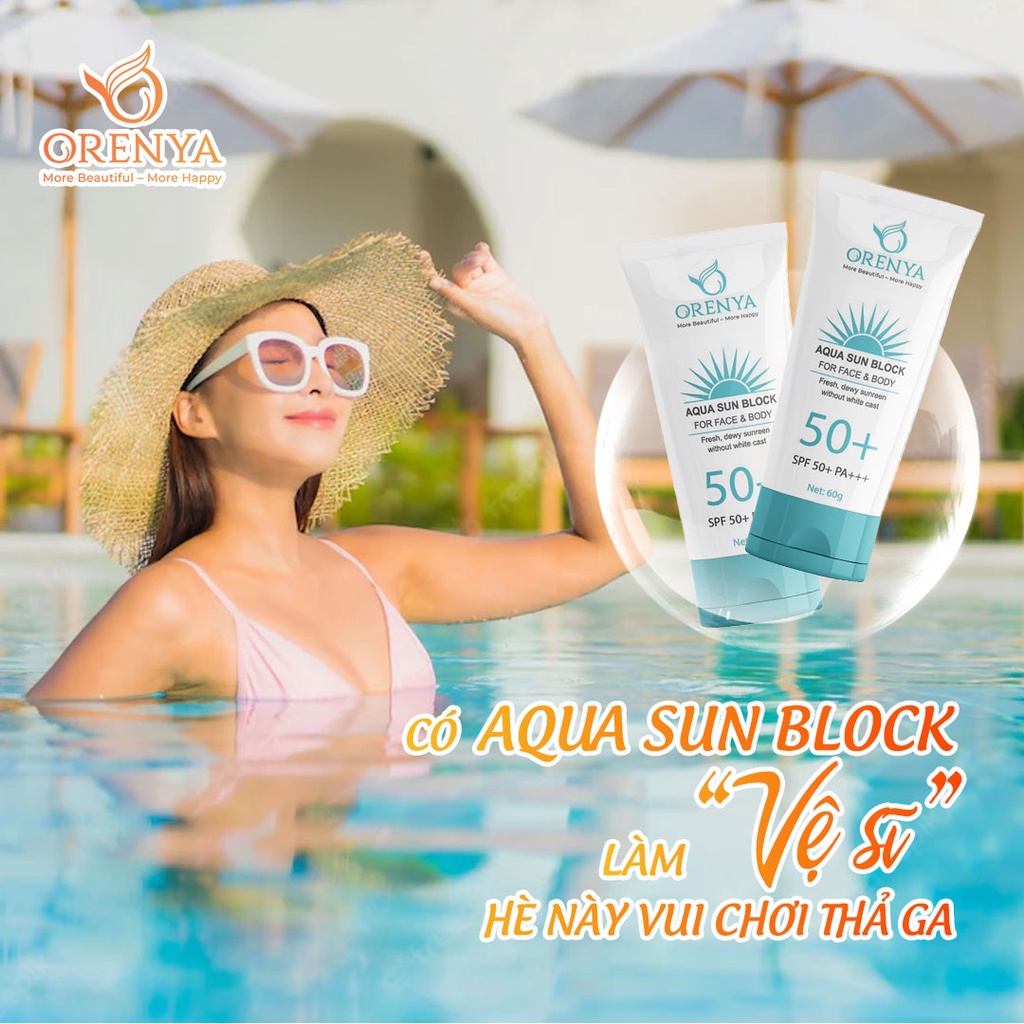 Kem chống nắng sinh học Aqua Sun Block Orenya 60g | Bảo vệ da SPF50+ PA+++