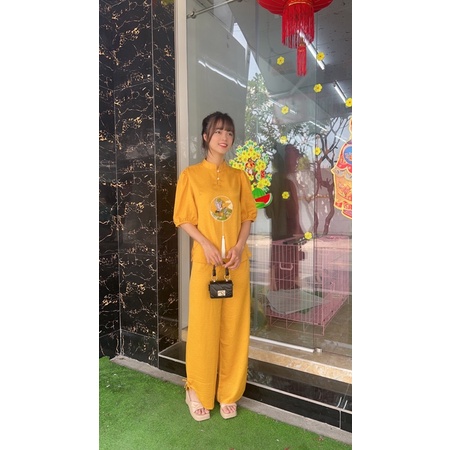 thời trang nữ cổ tàu lụa cao cấp, áo lam đi chùa, đồ lam phật tử
