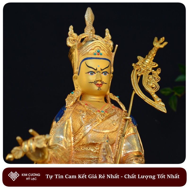 Tượng Phật Liên Hoa Sanh Mật Tông [Kim Cương Hỷ Lạc] Đồng Nepal 33 Cm