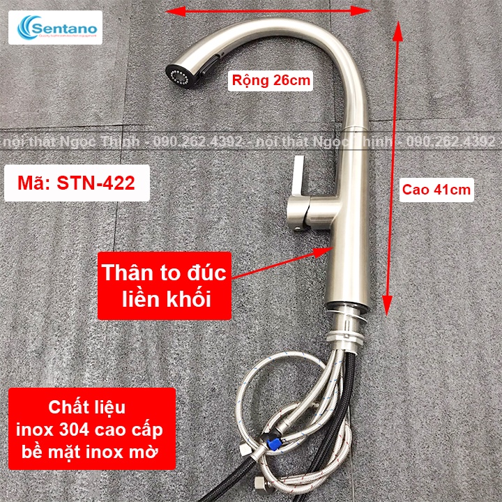 Vòi rửa chén Nóng Lạnh Dây Kéo Rút Tiện lợi Sentano Vòi xoay 360 đa dạng mẫu mã