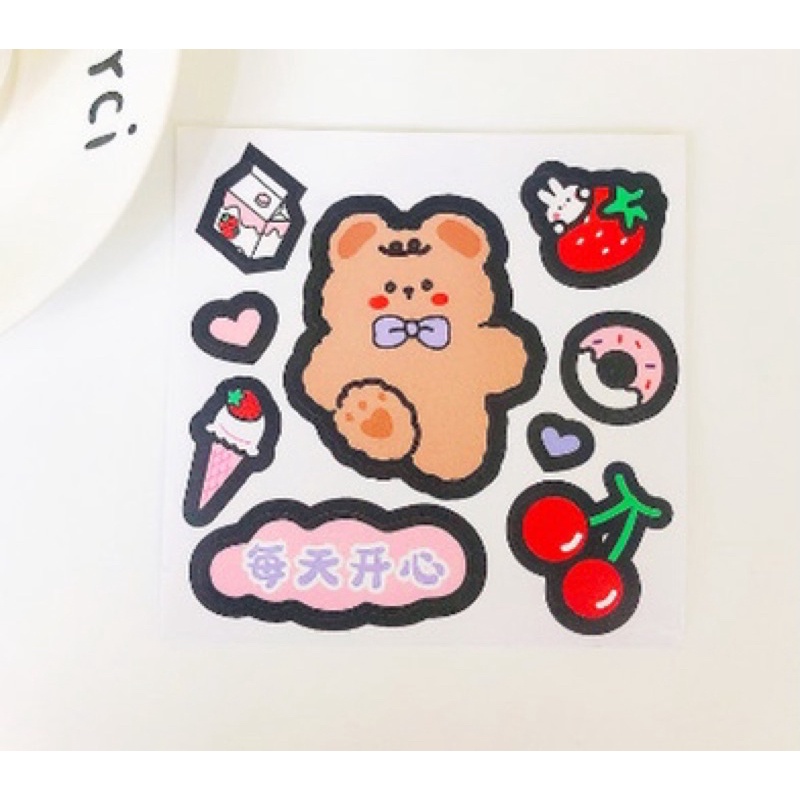 Sticker dán trang trí hộp, bình nước, sách vở, điện thoại mẫu hoạt hình đáng yêu kích thước 10*10cm