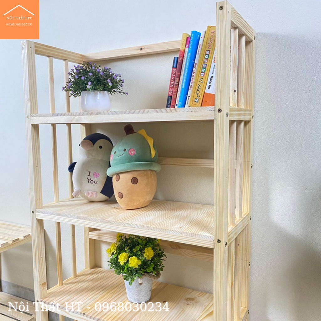 Kệ Sách Đa Năng 4 Tầng Gỗ Thông Không Mối Mọt, Kệ Để Đồ Đa Năng - Nội Thất HT