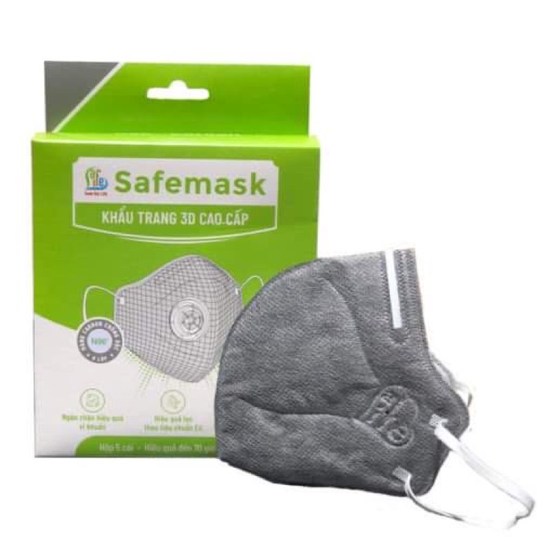 KHẨU TRANG N96+ CARBON CÓ VAN (hộp 5 cái)