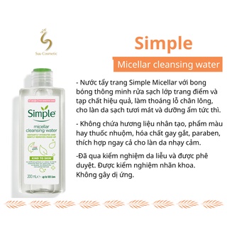 Nước Tẩy Trang Simple Micellar Cleansing Water