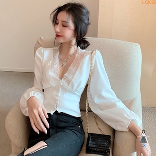 <Ready> Áo Ren Ôm Body Tay Dài Quyến Rũ
