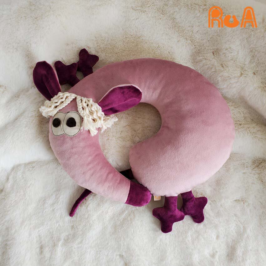 Gối kê cổ hình thú chú chuột nhiều màu lông nhung -xù mềm mại siêu cute MOU-M01 Ru A