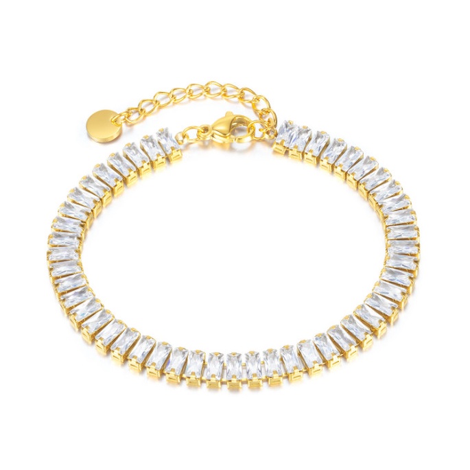 Lắc Tay Đính Đá Zircon Nhân Tạo Sang Trọng Titan Ko Đen TT 4374