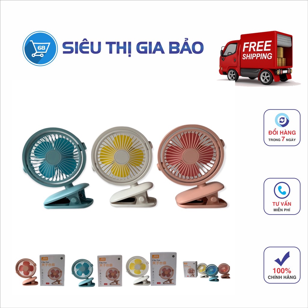 Quạt Kẹp bàn mini, Quạt Kẹp xe Đẩy xoay 720 độ, pin 3h
