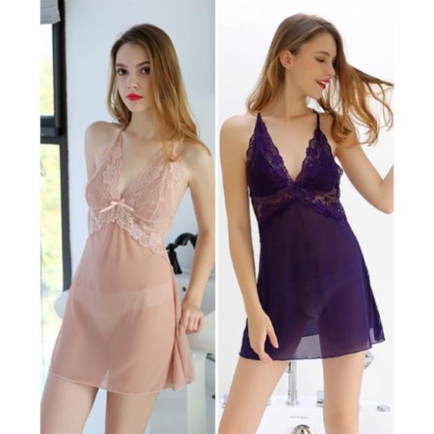 Váy Ngủ / Đầm Ngủ Ren Sexy Quai Chéo Lưng Cao cấp - Konni39 Sơn Hòa - 1900886806