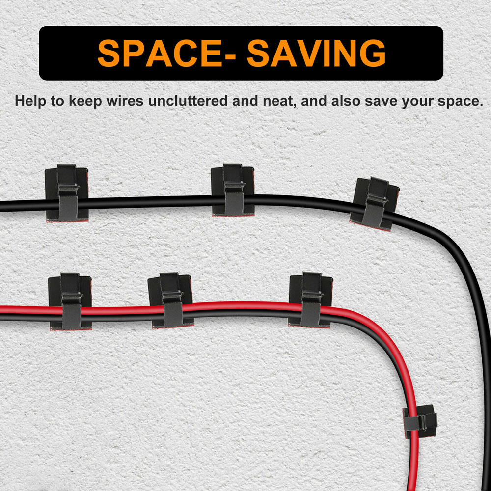 [COD] 100pcs Cable Clips for Car Office and Home Mounts Clip Organizer Clamps Creative Fasteners Cable Winder Durable Self-Adhesive Cord Adjustable|Wire Holder black