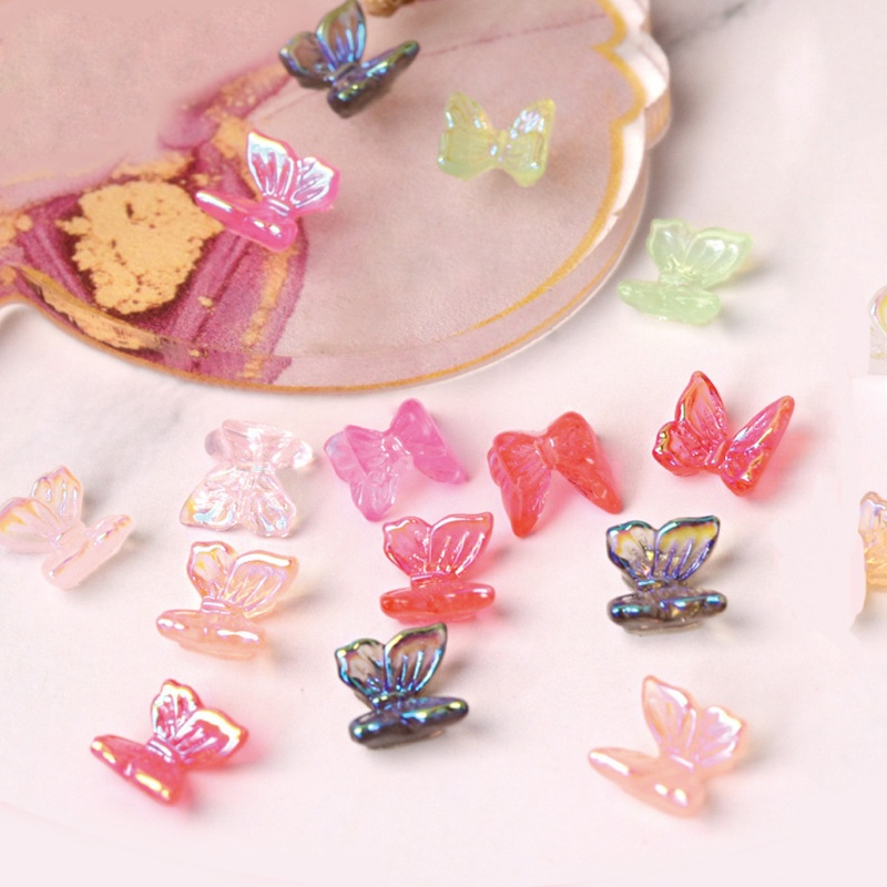 Bộ 50 Miếng Dán Trang Trí Móng Tay Hình Bướm 3D Lấp Lánh