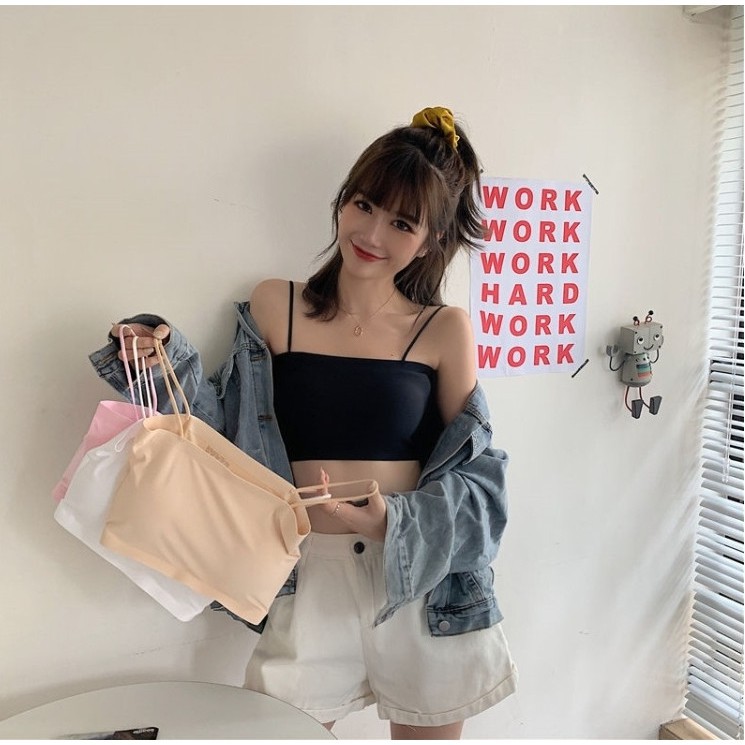 Áo bra su ngang mút mỏng trơn  dây vai mảnh - Bra ngang su quây trơn mát lịm mút có thể tháo rời