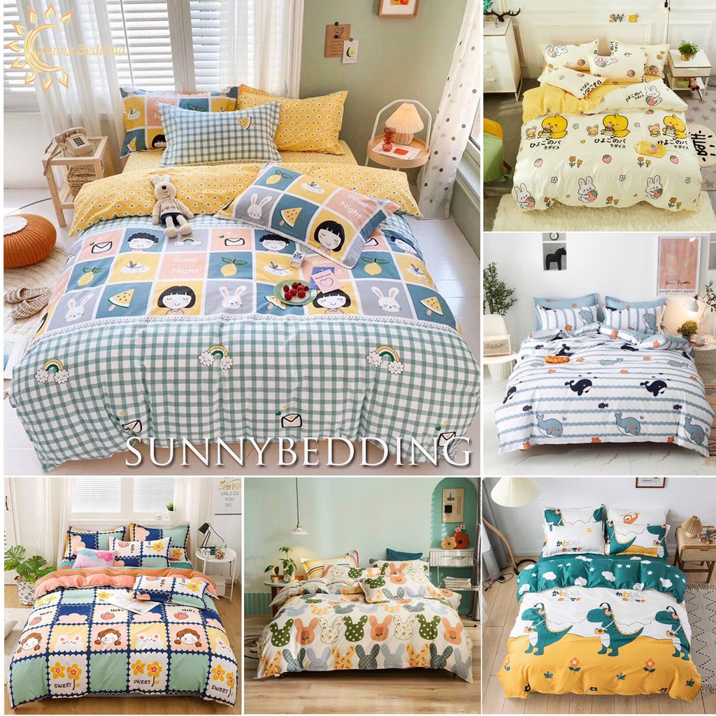 Chăn Ga gối -drap giường cotton Poly hình thú cưng chăn ga Hàn Quốc đủ size bo chun,miễn phí đổi trả