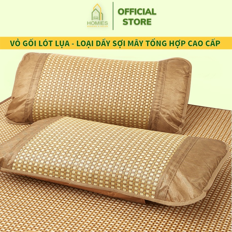 Vỏ Gối Lót Lụa -  Loại Dầy Sợi Mây Tổng Hợp Cao Cấp - Thông Minh - Thoáng Khí - Mát Rượi (45cm x 65cm)