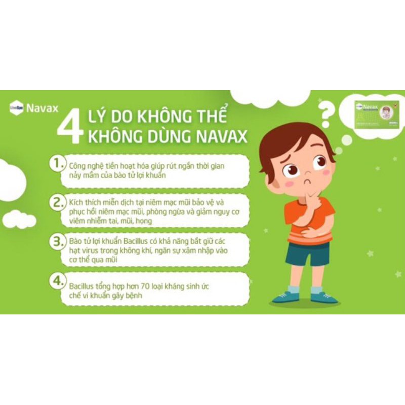 Navax - Xịt bào tử lợi khuẩn phòng ngừa viêm mũi họng cho trẻ (Hộp 4 ống)