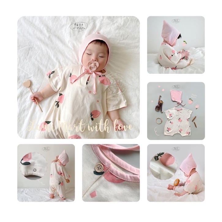  Set suit Ikii Đào sweet peach kèm mũ #madeinkorea