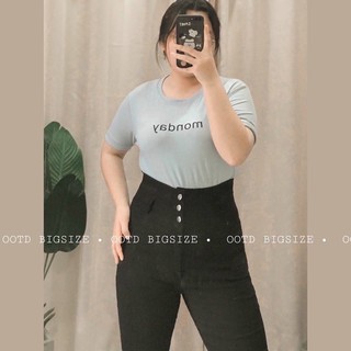 [Bigsize] Quần jean cạp cao 3 cúc