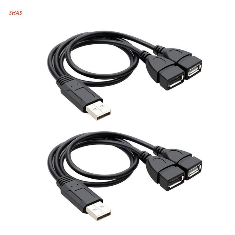 Set 2 dây cáp chữ Y mở rộng USB 2.0 1 đầu đực sang 2 đầu cái 1.15ft