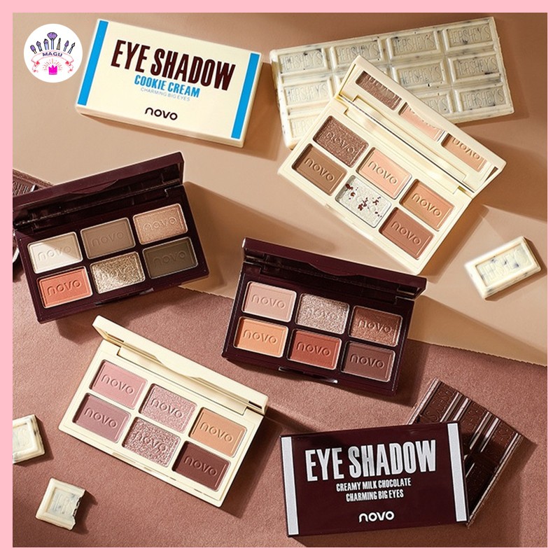Bảng phấn mắt cao cấp NOVO EYE SHADOW 6 màu - Phấn mắt không trôi nội địa Trung mã NV5394