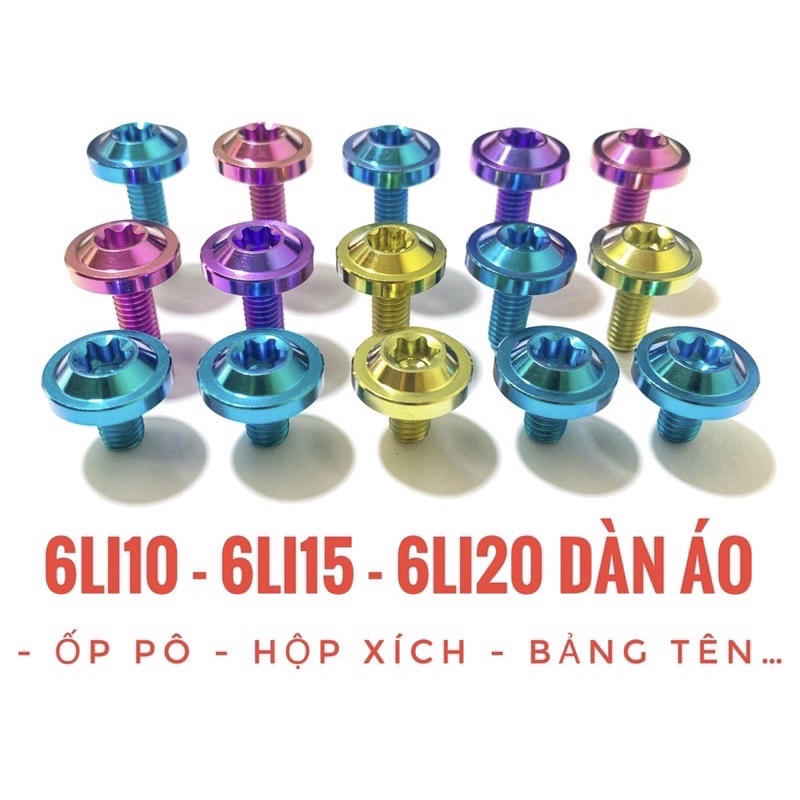 ỐC TITAN 6li15 , 6li20 DÙ TO DÀY THÔNG DỤNG GẮN DÀN ÁO , DÈ TRƯỚC SAU , ỐP PÔ , HỘP XÍCH , BAGA TẤT CẢ DÒNG XE