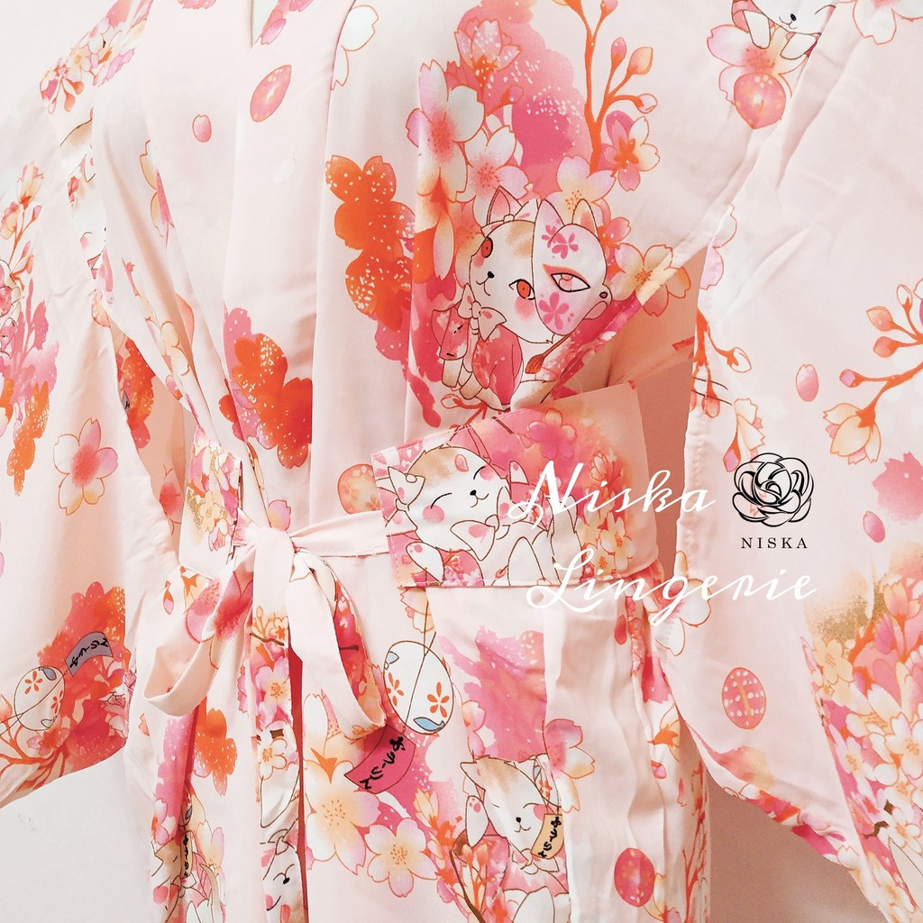 Bộ choàng yukata mèo và hoa anh đào - Mã D128 | BigBuy360 - bigbuy360.vn