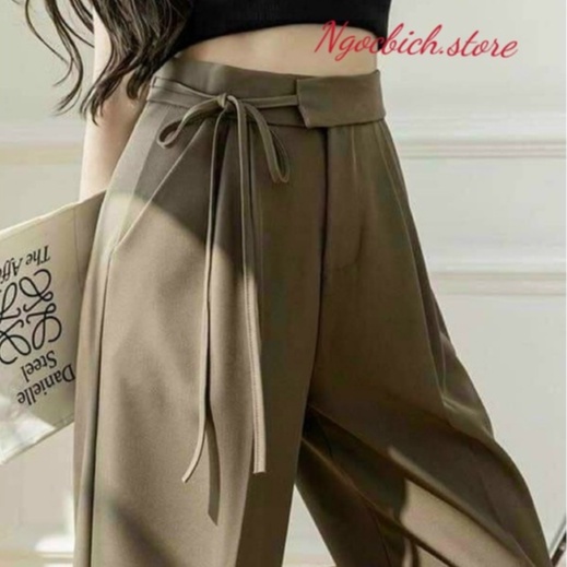 Quần Ống Suông Nữ Thắt Nơ Vải Ruby - Quần Ống Suông Culottes- Quần Ống Rộng