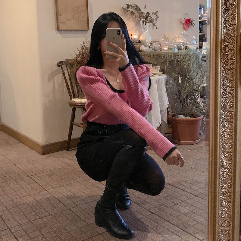 Áo len tay dài ôm dáng phong cách Hàn Quốc thời trang thu đông dành cho nữ