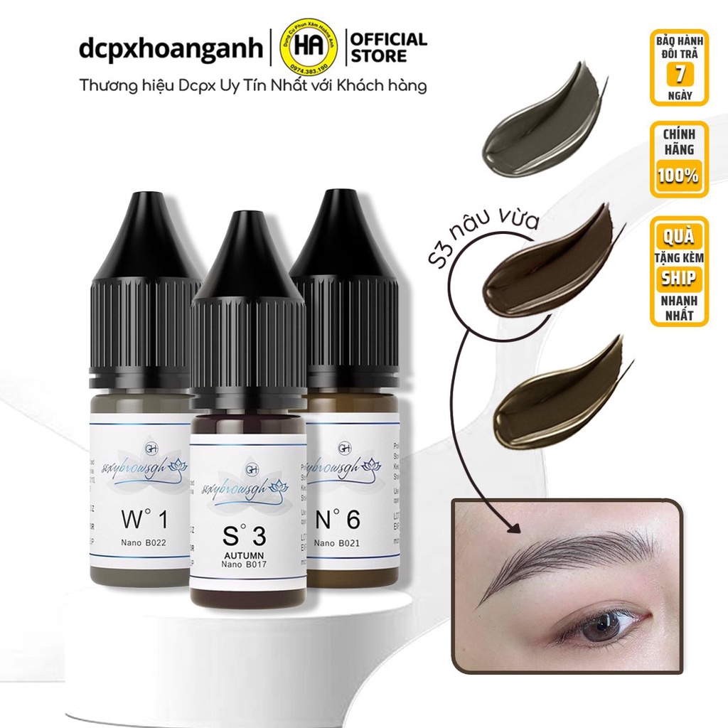 Mực GH Chuyên Kỹ Thuật HairStrokes Tạo Sợi Bằng Máy Kèm Phun Rải Hạt Chân Mày | Mực Phun Xăm