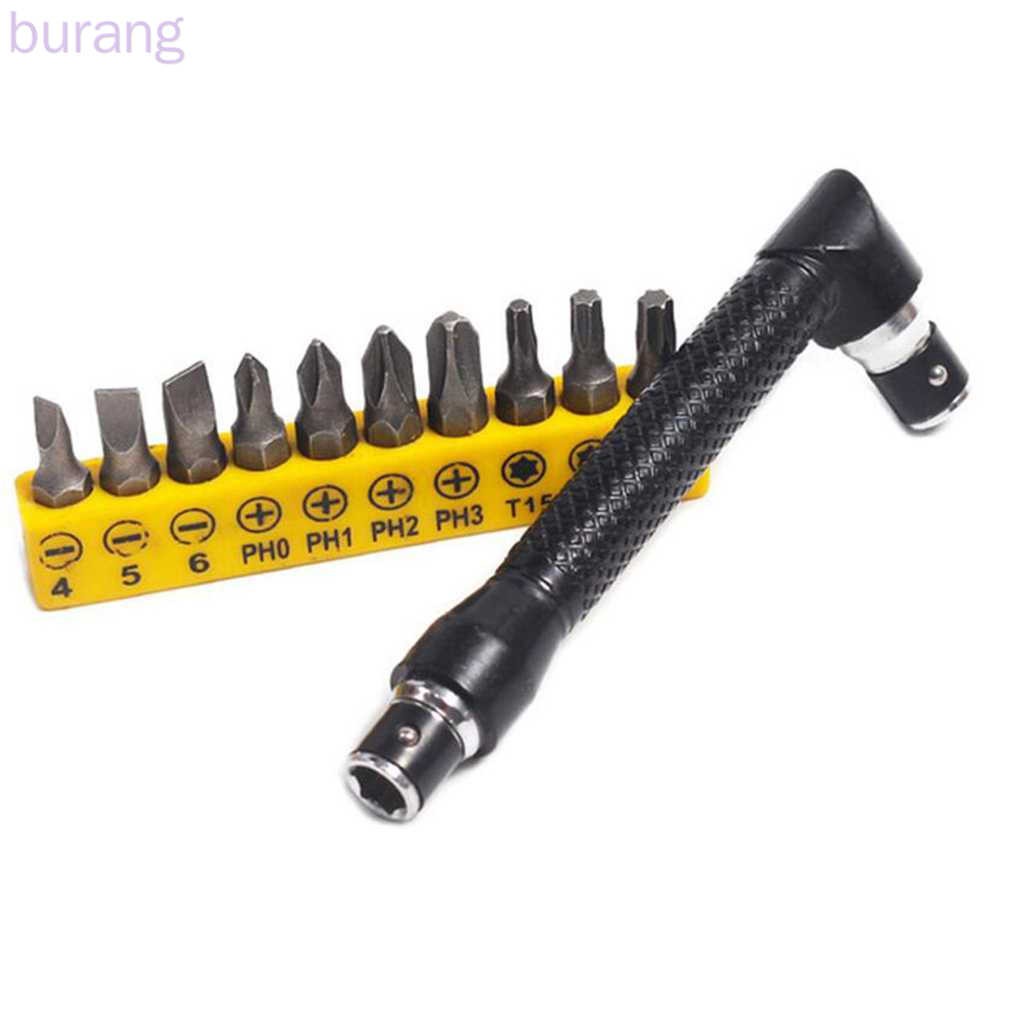 Bộ tua vít mini 1/4 kiểu chữ L 90 độ kèm 10 đầu thay thế
