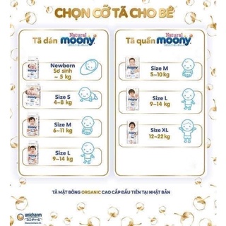 Bỉm tã MOONY NATURAL Nội Địa Nhật dán/quần