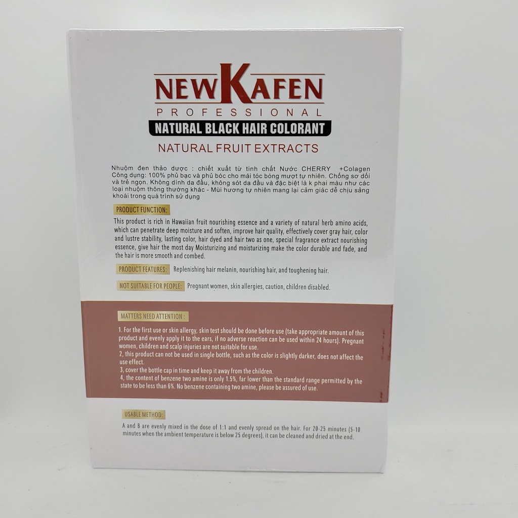 Nhuộm đen thảo dược NewKafen phủ bạc 100%, không dính da đầu
