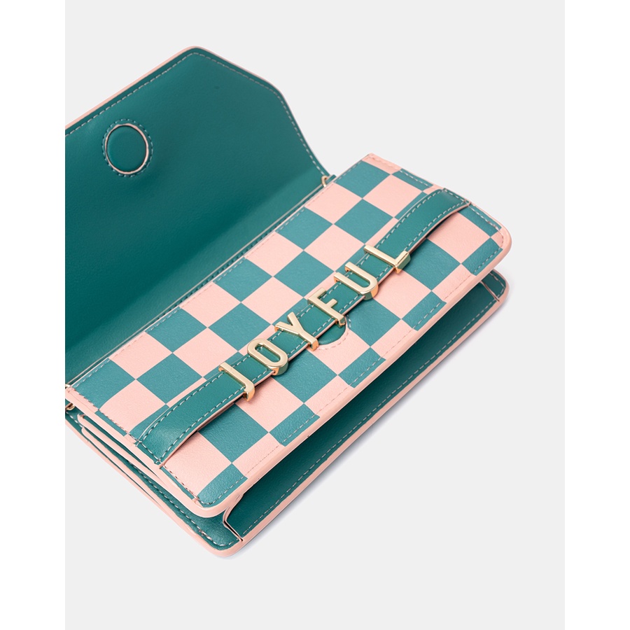 Ví Joyful Thời Trang JUNO Kết Hợp Họa Tiết Checkerboard VI184
