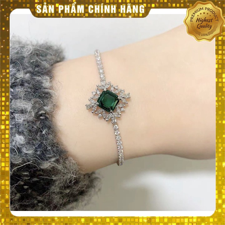 Lắc tay Nữ SWAROVSKI Đá Xanh Sáng Lấp Lánh, Dây Trắng Bền Đẹp Sang Chảnh Thời Trang CHÍNH HÃNG Bán chạy số 1 Thế Giới