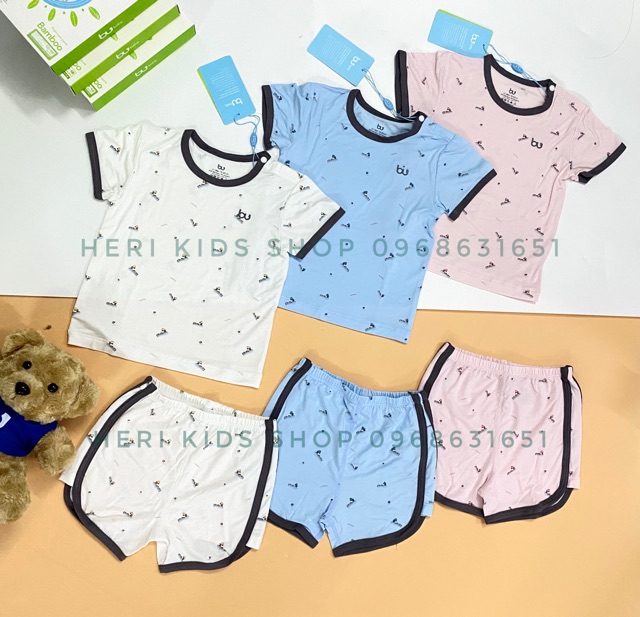 Bộ cộc tay sợi tre viền Bu 6m - 3y