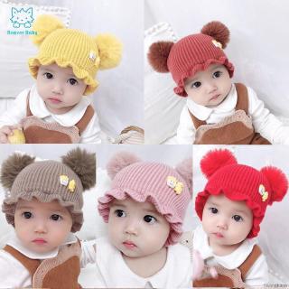 Mũ len chóp quả lông cho bé trai và gái