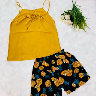 ĐỒ BỘ TOLE MẶC NHÀ -Áo dây quần trái cây