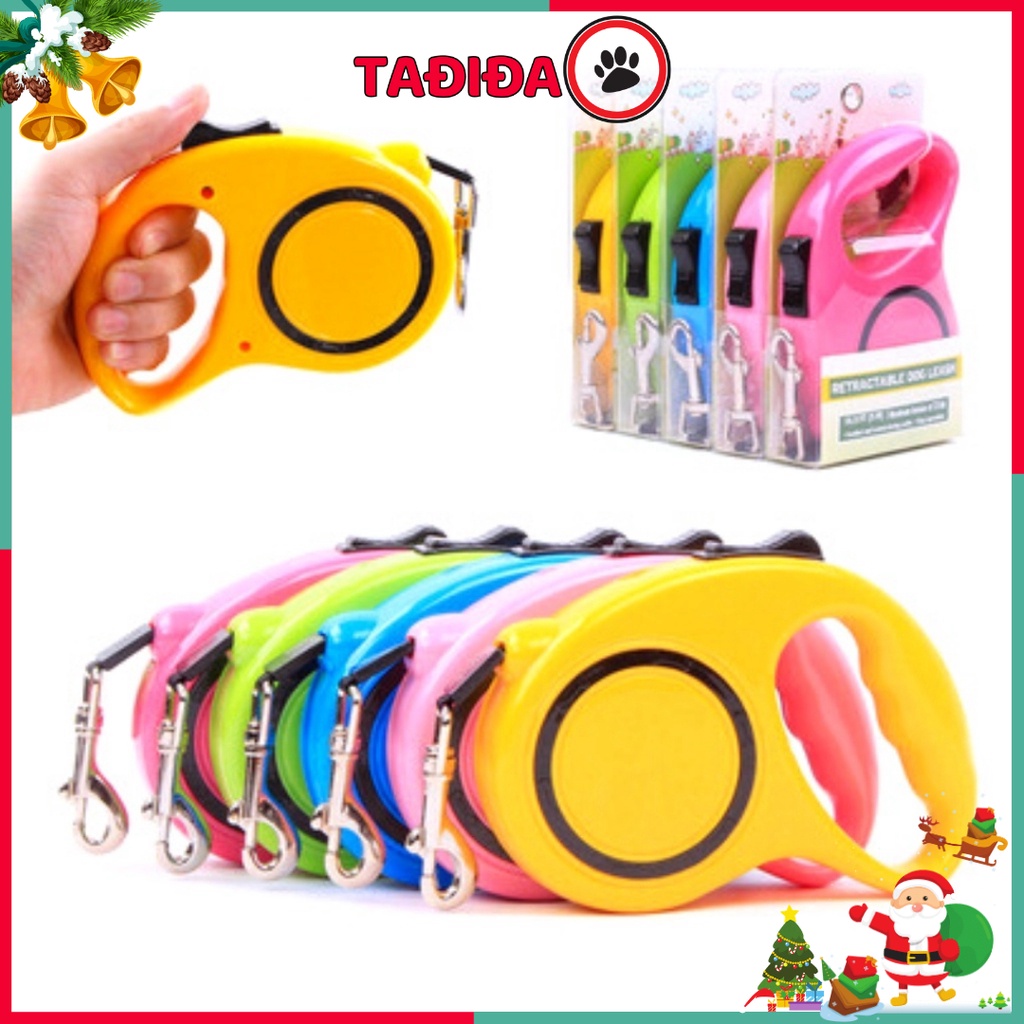 Dây xích Chó Mèo tự động 3-5m , Dây dắt Thú Cưng đi dạo nhiều màu sắc - Tadida Pet