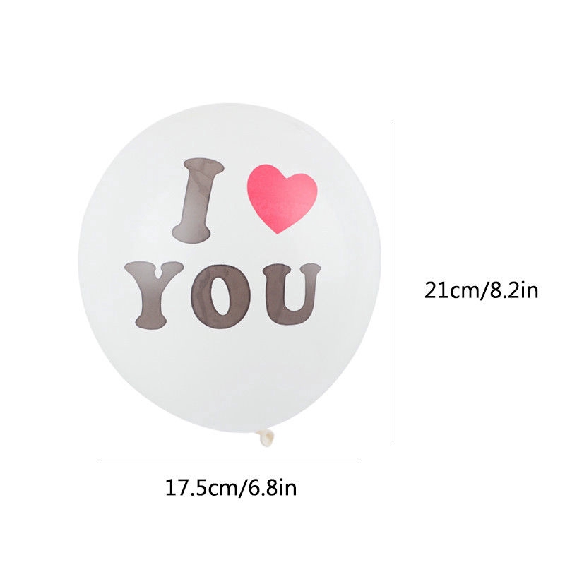 Set 10 bong bóng chữ I Love U màu trắng dùng cho tiệc cưới/ sinh nhật