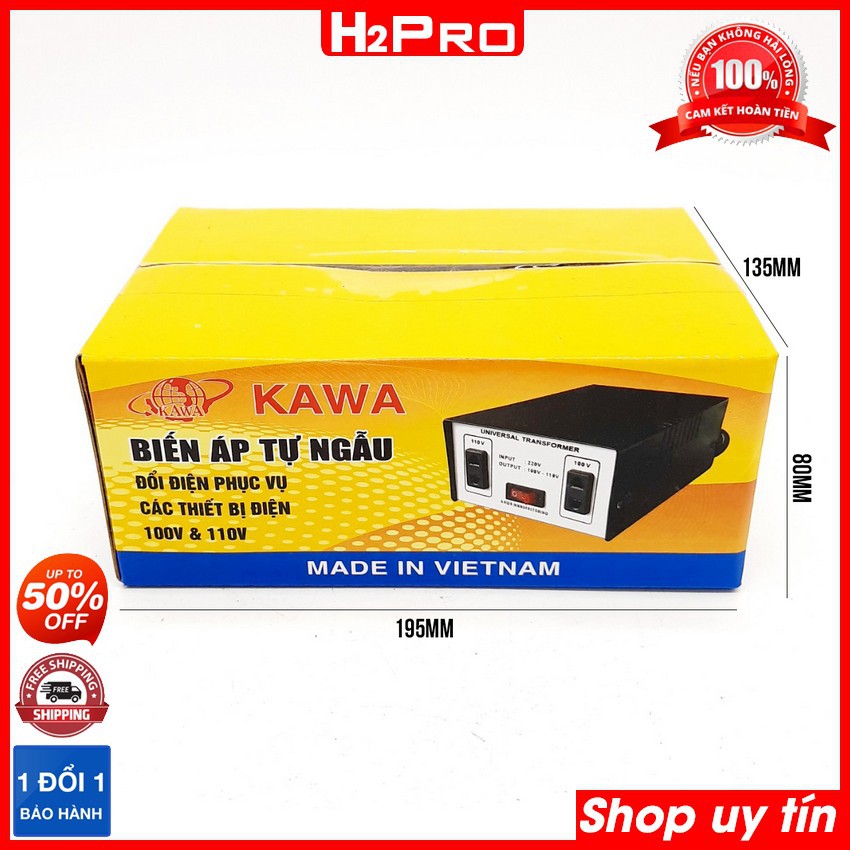 Biến áp tự ngẫu Kawa 500W H2Pro, bộ đổi nguồn 220v sang 110v, 100V 500w chính hãng