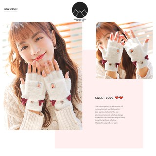 Găng tay hở ngón, bao tay len nữ mùa đông, quà tặng giáng sinh noel Maxshop Độc