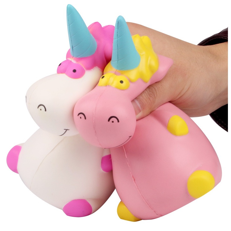 Squishy Lớn JUMBO Hình ngựa hồng 1 sừng nhọn nhe răng Đồ Chơi Xốp Giảm Stress Hình mềm mịn dễ Thương đàn hồi Cho Bé