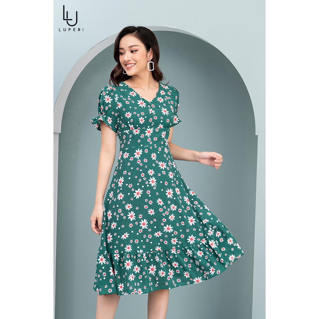 Váy Hoa Vintage Thiết Kế Nữ Dáng Xòe LUPERI LFV3198 Cho Bạn Nữ Đi Chơi Đi Dạo Phố