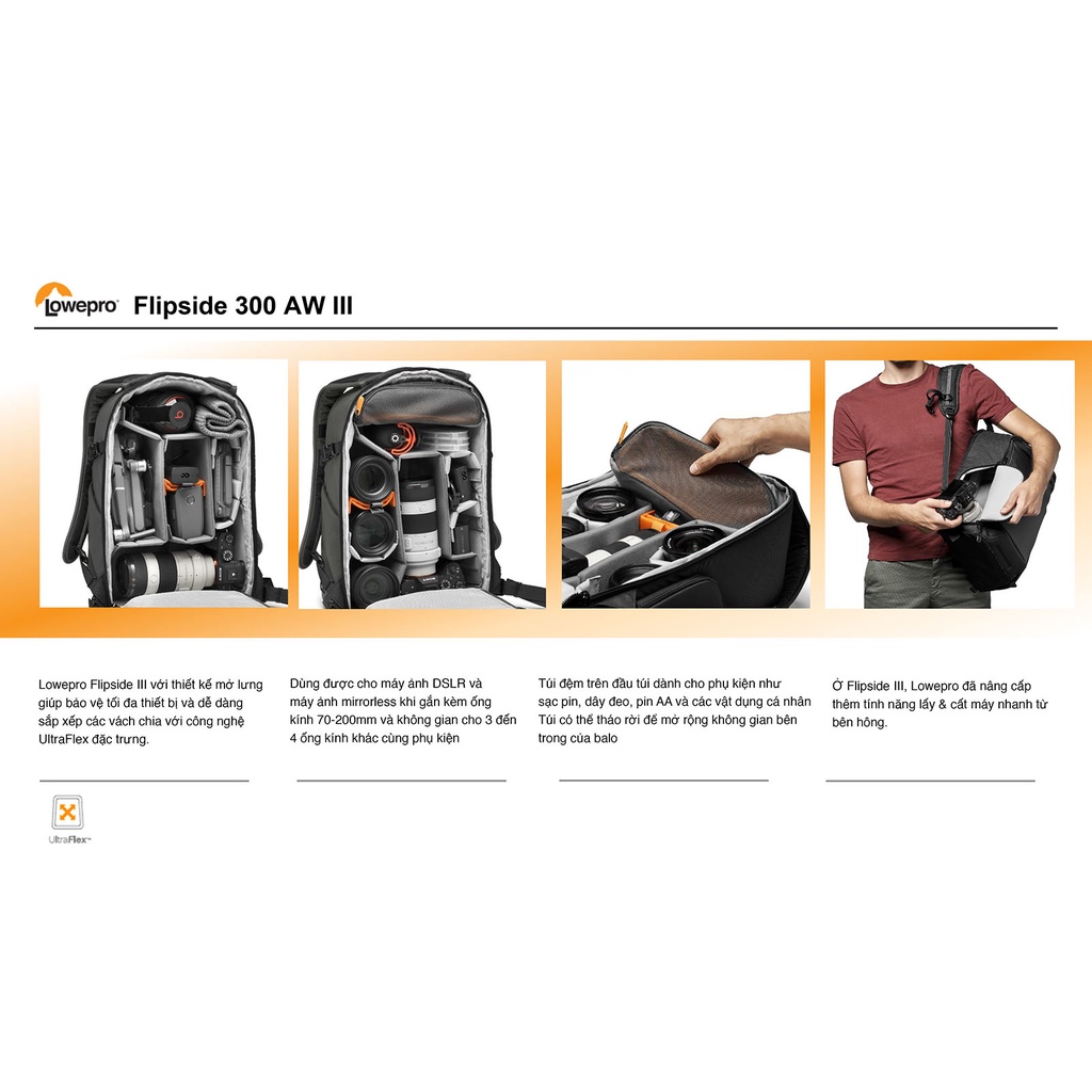 BALO MÁY ẢNH HÀNG CHÍNH HÃNG Lowepro Flipside 300 AW III
