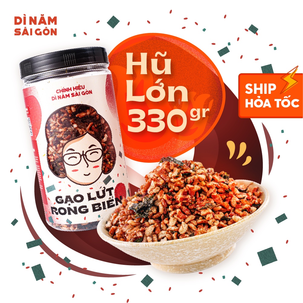 GẠO LỨT RONG BIỂN 330GR I DÌ NĂM SÀI GÒN I Đồ ăn vặt giảm cân, ăn kiêng ngon lành I NGON GIÒN THƠM ĐỀU VỊ