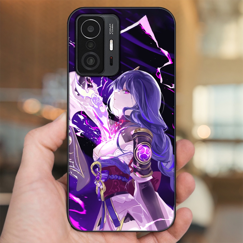 Ốp lưng Xiaomi 11T viền đen in hình Raiden Shogun Genshin Impact