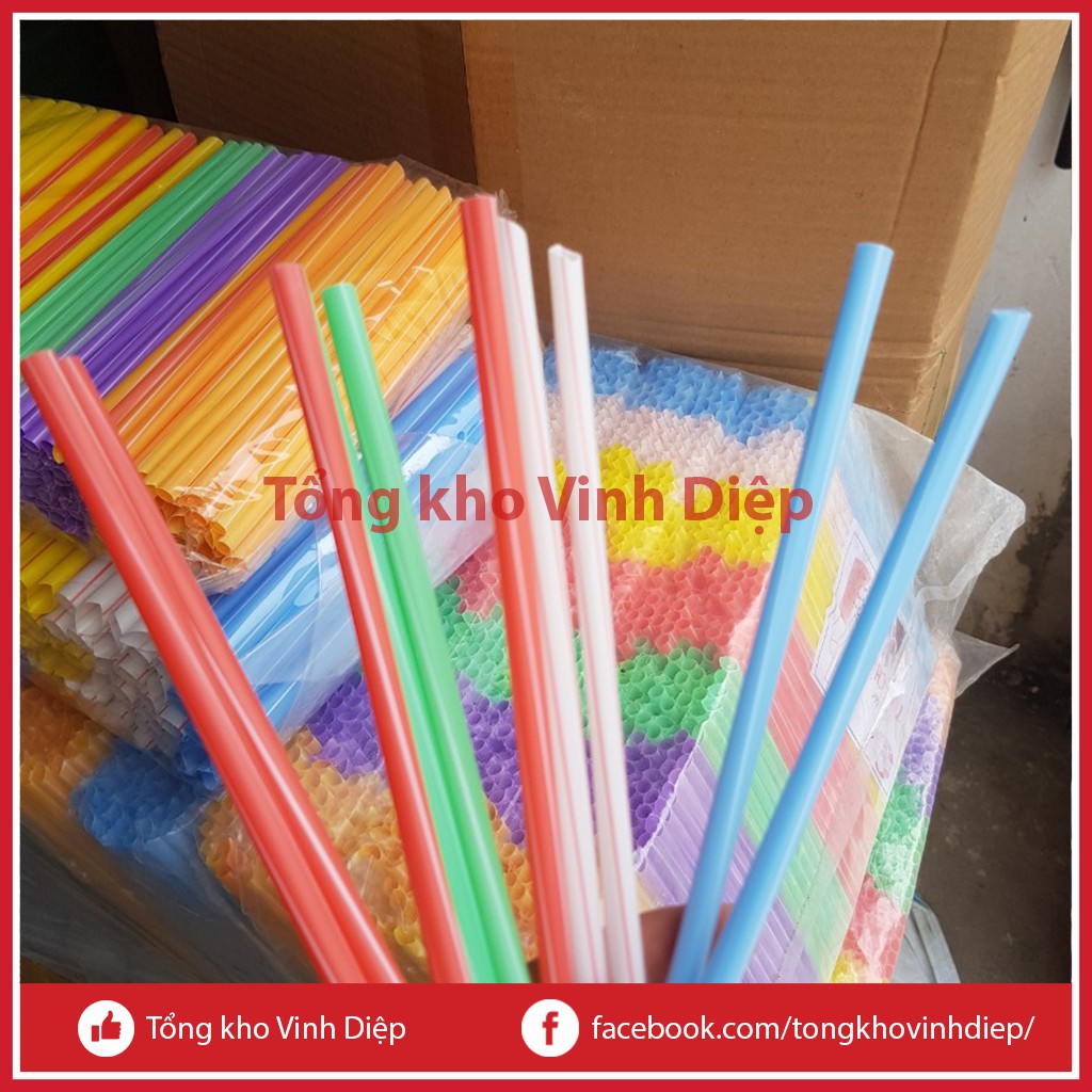 Ống hút trà sữa trân châu, nước mía nhiều màu, dài 18cm, đầu nhọn, 1 bịch 420gr