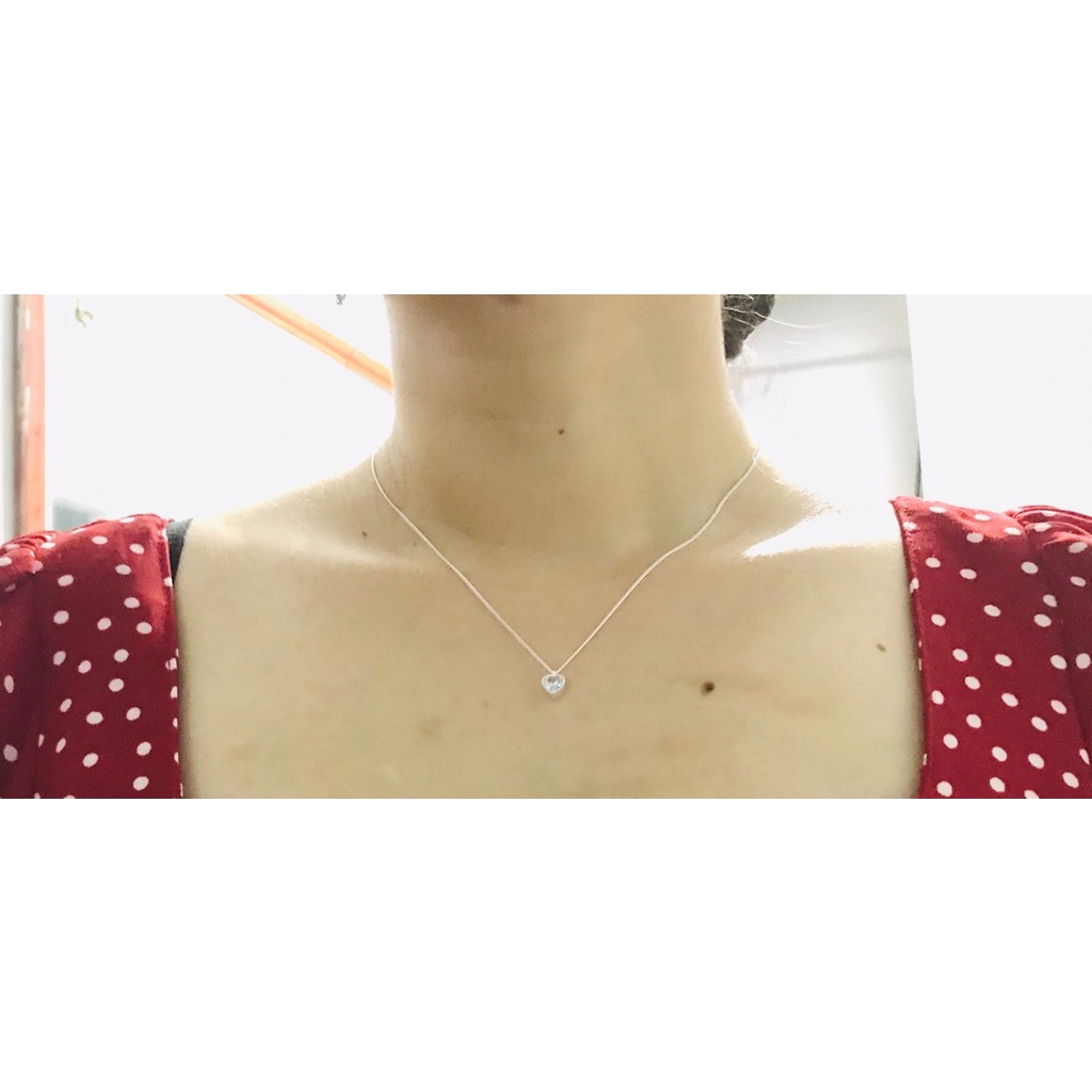 Dây chuyền khóa tim nhỏ xinh xắn liền mặt đá cz bền bạc chuẩn