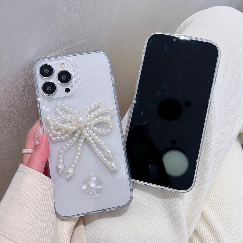 Ốp Điện Thoại Mềm Trong Suốt In Hình Nơ 3D DIY Cho iphone 13 Pro Max 11 12 Pro Max Apple X XR XS Max 7 8 plus