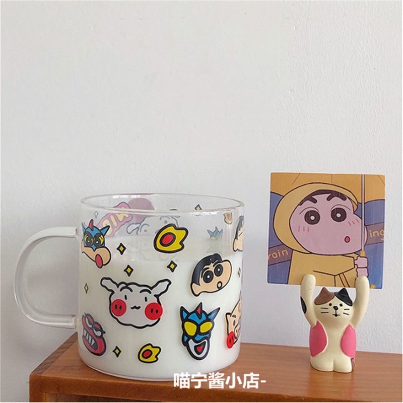 Cốc nước thuỷ tinh hình cậu bé bút chì Shinosuke cute