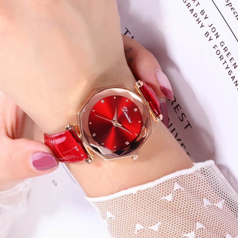 Đồng Hồ Nữ DIMINI 2088 Mặt 3D Mặt Bát Giác Dây Da Bóng Trẻ Trung Thời Trang | BigBuy360 - bigbuy360.vn